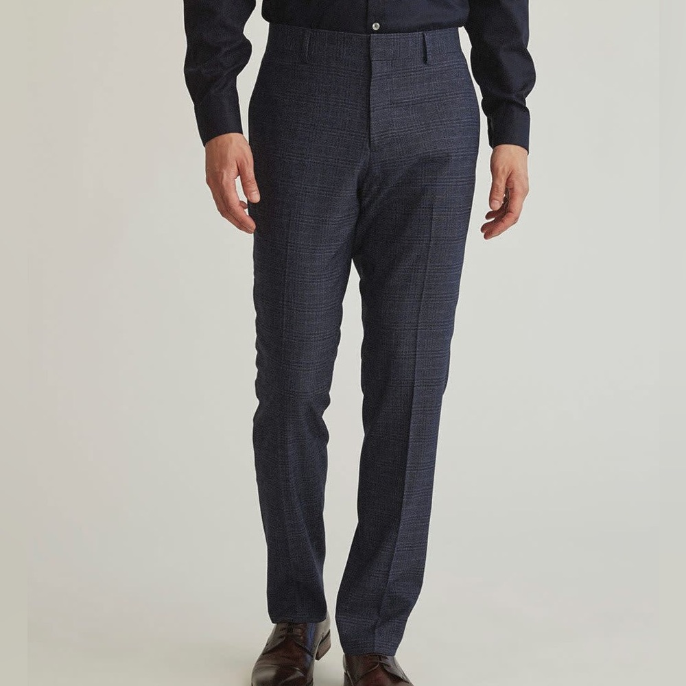RW&CO Men's Slim Fit Medium Blue Glen Check Dress Pants